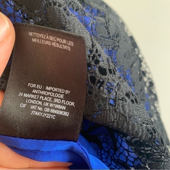 ANTHROPOLOGIE Moulinette Soeurs Royal Blue Lace Cottagecore Dress Size 4 - Picture 14 of 14
